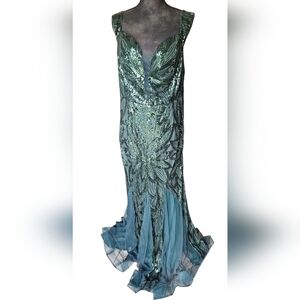 Faeriesty Green Mermaid Sequin Gown